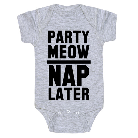 Party Meow Nap Later Baby One-Piece