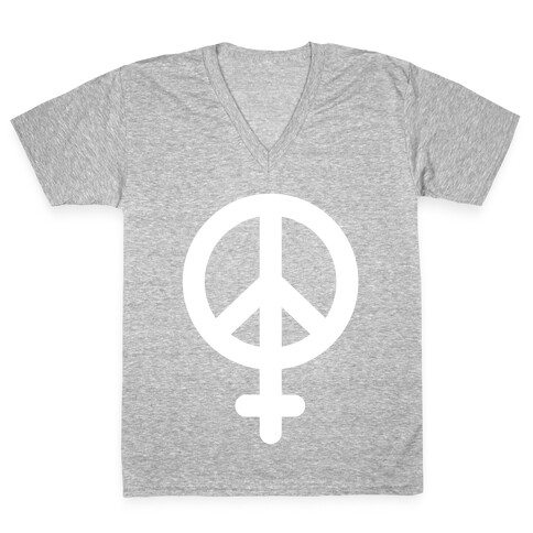 Peace Sign Feminist V-Neck Tee Shirt