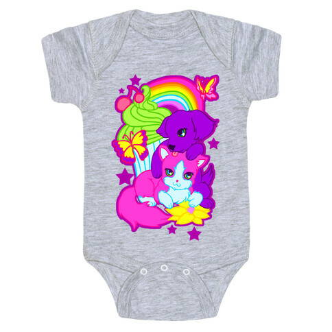 Double Trouble Rainbow Kitty & Puppy Baby One-Piece