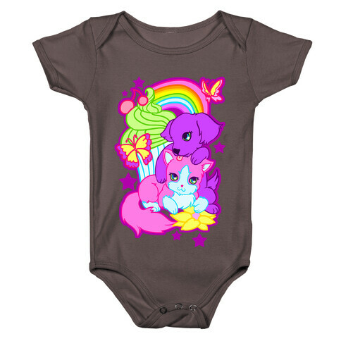 Double Trouble Rainbow Kitty & Puppy Baby One-Piece