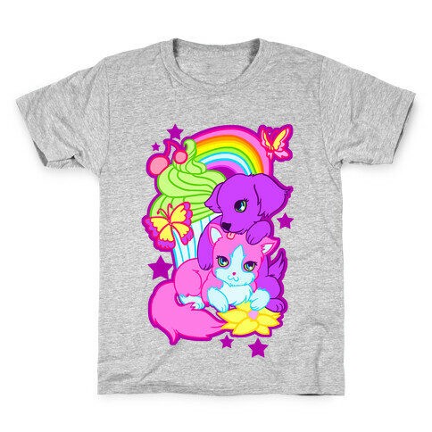 Double Trouble Rainbow Kitty & Puppy Kids T-Shirt