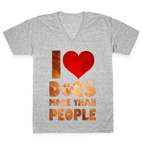 I Heart Dogs More Than People V-Neck Tee Shirt