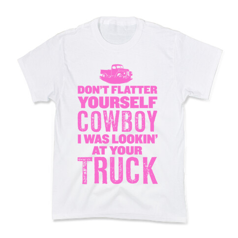 DON'T FLATTER YOURSELF... (Pink) Kids T-Shirt