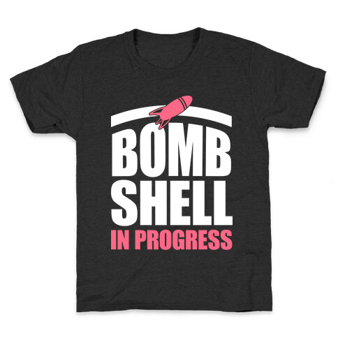 Bombshell In Progress (White & Pink) Kids T-Shirt