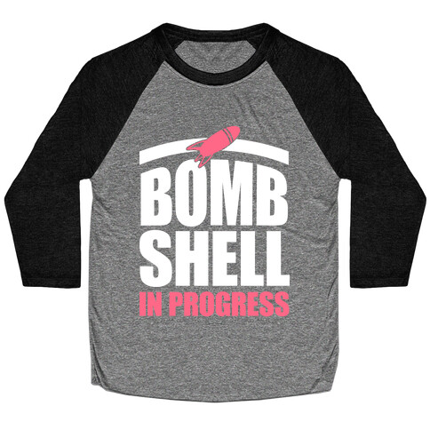 Bombshell In Progress (White & Pink) Baseball Tee