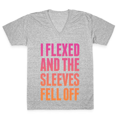 I Flexed and the Sleeves Fell Off (Sunset) V-Neck Tee Shirt