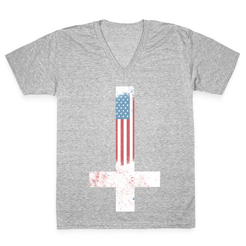 Satanic America V-Neck Tee Shirt