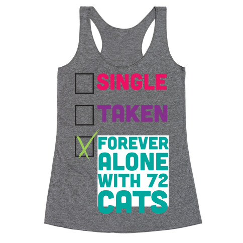 Forever Alone with 72 Cats Racerback Tank Top