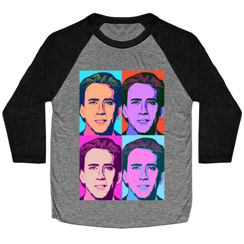 Nicholas Cage Pop Art Parody Baseball Tee