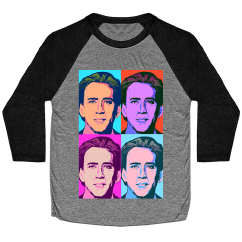 Nicholas Cage Pop Art Parody Baseball Tee