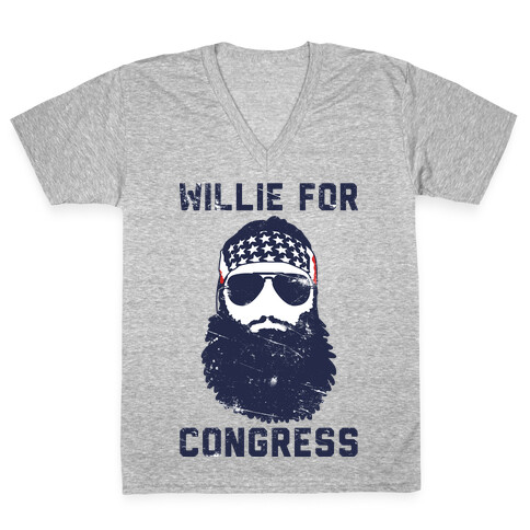 Willie For Congress  V-Neck Tee Shirt