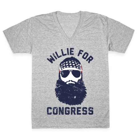 Willie For Congress  V-Neck Tee Shirt