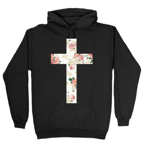 Floral Cross Hooded Sweatshirt