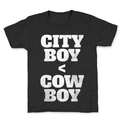 City Boy < Cowboy (White Ink) Kids T-Shirt