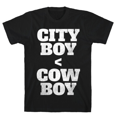 City Boy < Cowboy (White Ink) T-Shirt