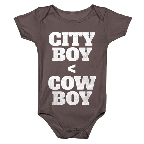 City Boy < Cowboy (White Ink) Baby One-Piece