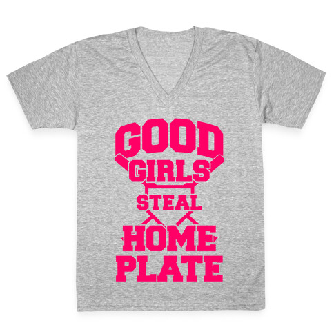 Good Girls Steal Home Plate V-Neck Tee Shirt