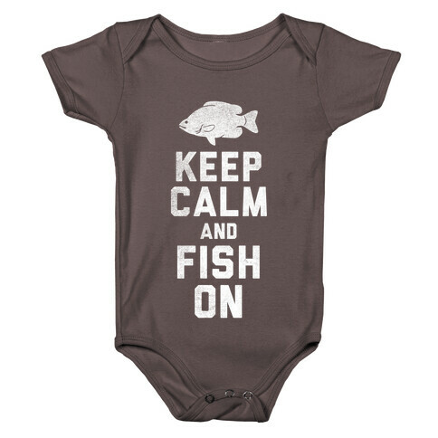 Keep Calm and Fish On (White Ink) Baby One-Piece