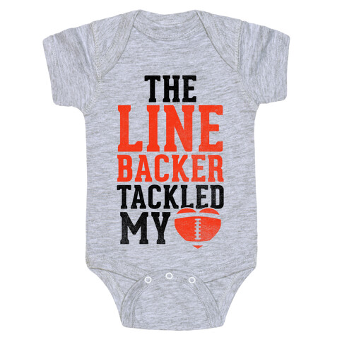 The Linebacker Tackled My Heart (Red Heart) Baby One-Piece