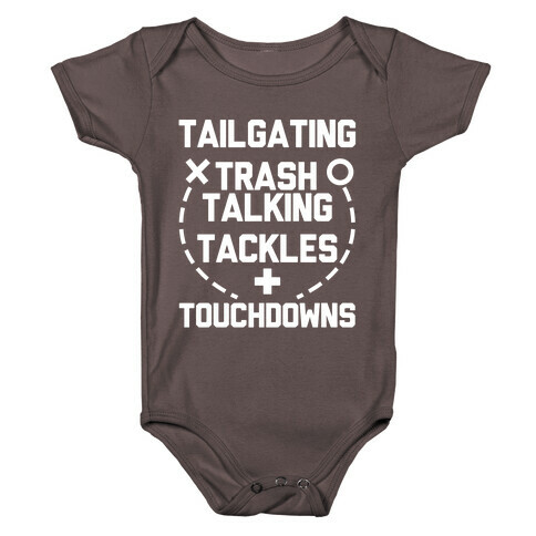 Tailgating, Trash Talking, Tackles and Touchdowns Baby One-Piece