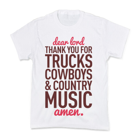 Dear Lord Thank You For Trucks Cowboys & Country Music Kids T-Shirt