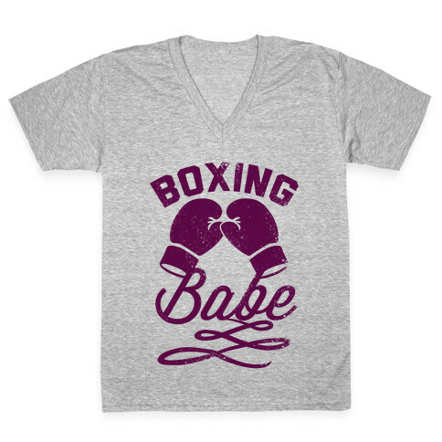 Boxing Babe (Vintage) V-Neck Tee Shirt