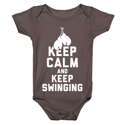 Keep Calm and Keep Swinging (White Ink) Baby One-Piece