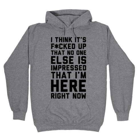 I Think It's F*cked Up That No One Else is Impressed That I'm Here Right Now Hooded Sweatshirt
