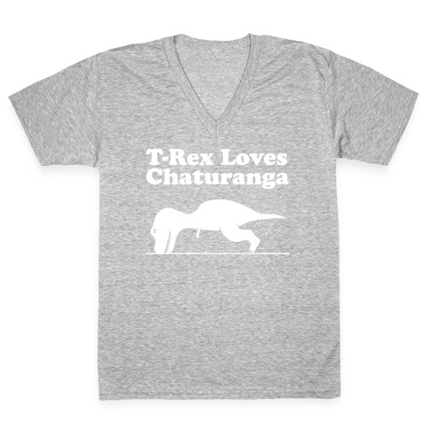 T-Rex Loves Chaturanga V-Neck Tee Shirt