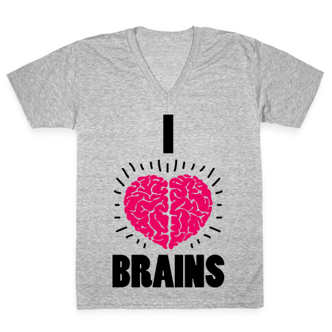 I Love Brains V-Neck Tee Shirt