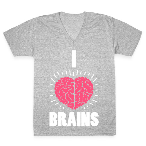 I Love Brains V-Neck Tee Shirt