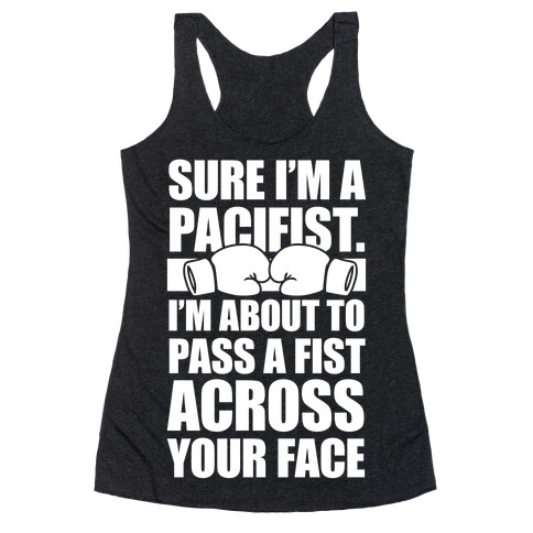 Pacifist (White Ink) Racerback Tank Top