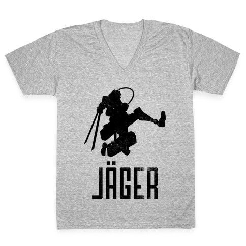 Eren Jaeger Silhouette (Vintage) V-Neck Tee Shirt