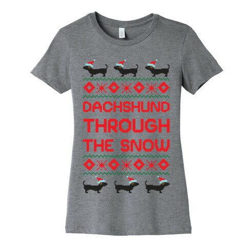 Dachshund Through The Snow Womens T-Shirt