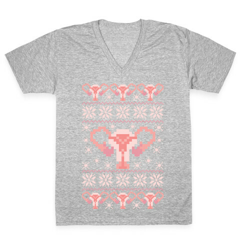 Uterus Sweater Pattern V-Neck Tee Shirt