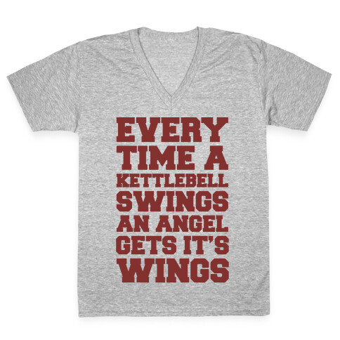 Every Time A Kettlebell Wings An Angel Gets Its Wings V-Neck Tee Shirt