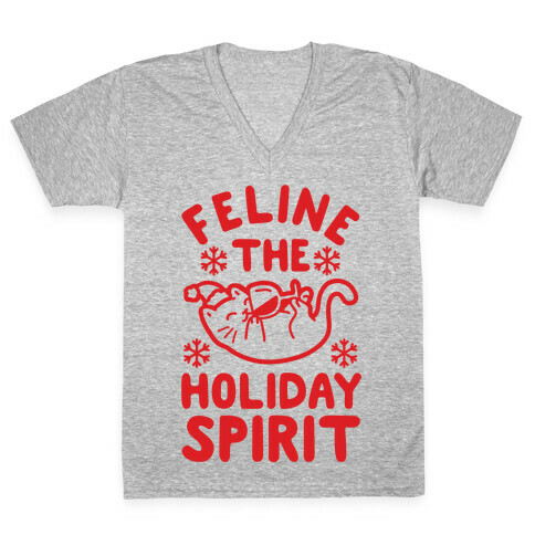 Feline the Holiday Spirit V-Neck Tee Shirt