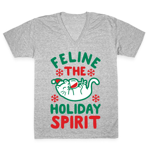 Feline the Holiday Spirit V-Neck Tee Shirt