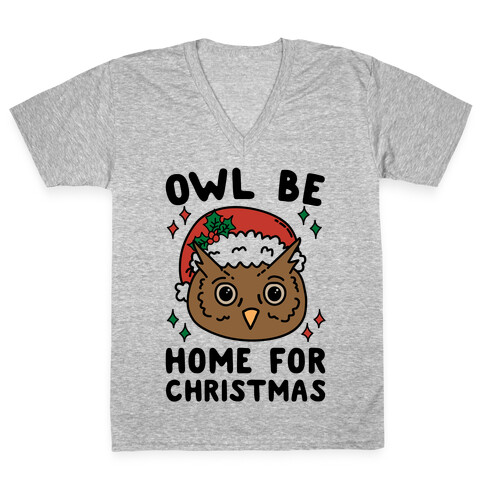 Owl Be Home For Christmas V-Neck Tee Shirt