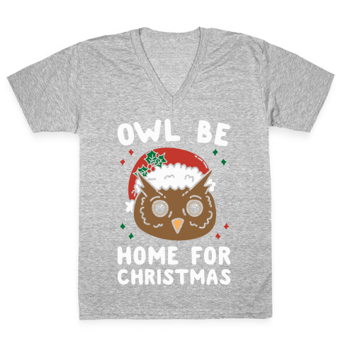 Owl Be Home For Christmas V-Neck Tee Shirt