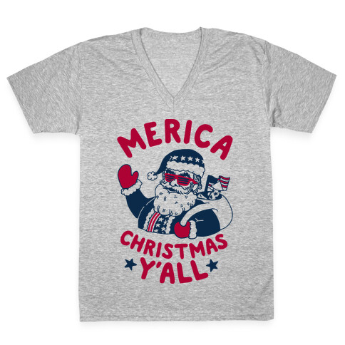 Merica Christmas Y'all V-Neck Tee Shirt