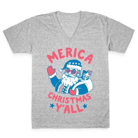 Merica Christmas Y'all V-Neck Tee Shirt