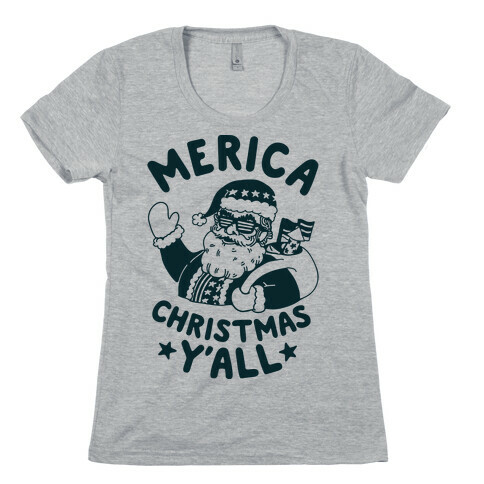 Merica Christmas Y'all Womens T-Shirt