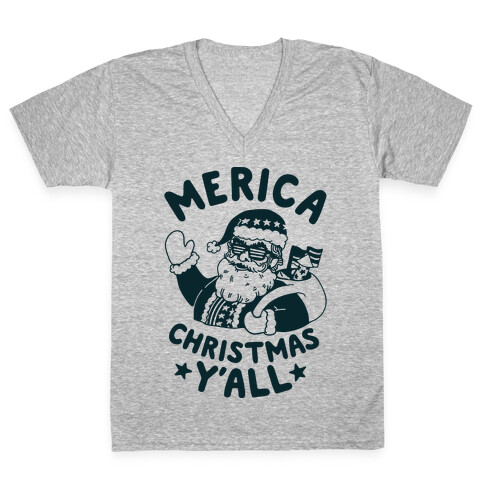 Merica Christmas Y'all V-Neck Tee Shirt
