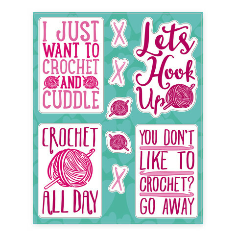 Funny Knitting and Crochet  Stickers and Decal Sheet