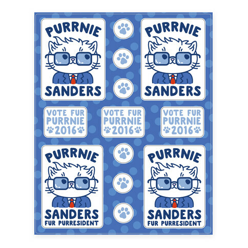 Purrnie Sanders Fur Purresident  Stickers and Decal Sheet