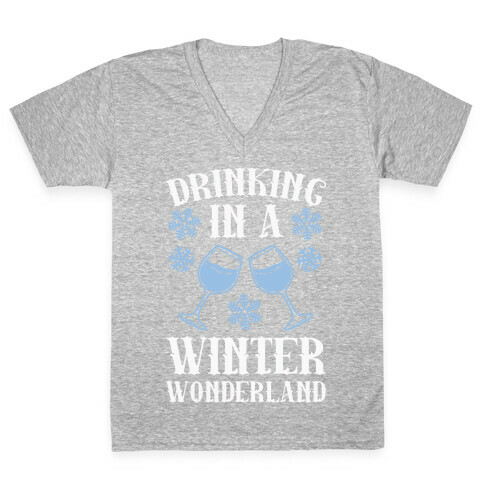 Drinking In A Winter Wonderland V-Neck Tee Shirt