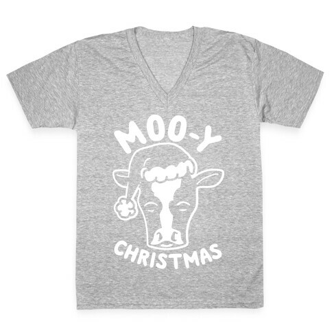 Moo-y Christmas  V-Neck Tee Shirt