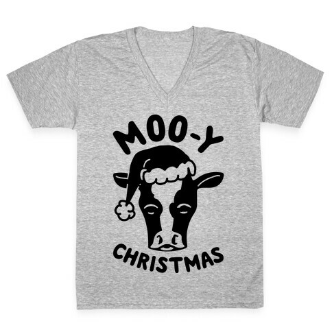 Moo-y Christmas  V-Neck Tee Shirt