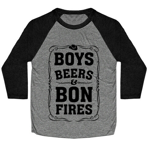 Boys Beers & Bonfires Baseball Tee